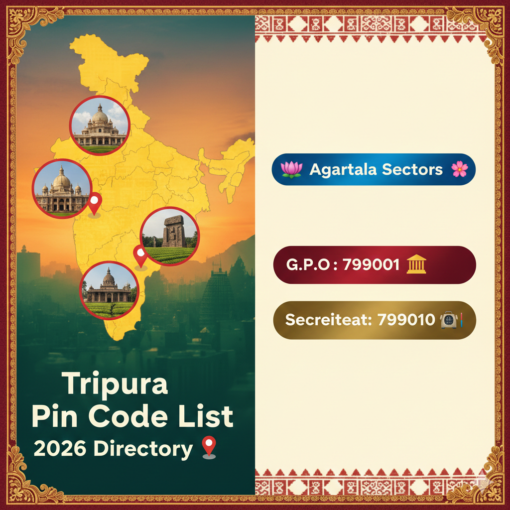 Tripura Pin Code List 2026: Agartala Sectors